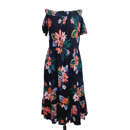old navy blue dress with flowers Morning Glory Maxi (Blue) main image 1