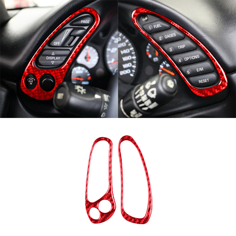 18pcs For Corvette C5 199804 Red Carbon Fiber Full Interior Cover Trim