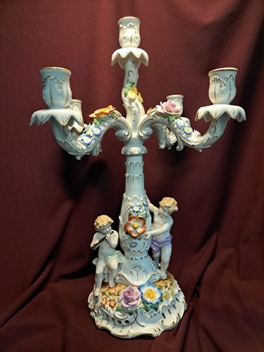 Antique Von Schierholz Cherub Candelabra - Saxony - Circa 1925 - 19" tall - Picture 6 of 24