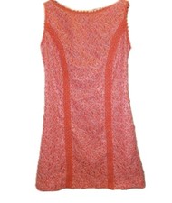 Little Mistress Peach Thick Floral Lace Dress UK 12