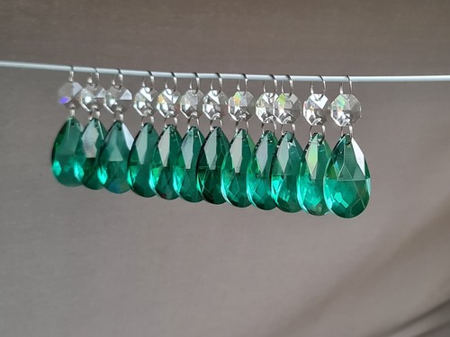 Araña verde pavo real cristales de vidrio cortados cuentas de boda piezas de luz gotas - Imagen 23 de 92