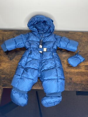 ADD Daunen Baby Schneeanzug mit Gürtel Blau 3M