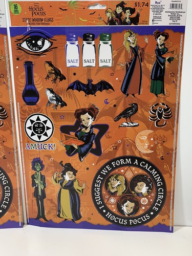 16 Halloween Disney's Hocus Pocus Static Window Clings NEW X2 - Bild 2 von 2