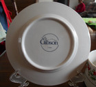 Holiday Gold Cup (flat) 8 oz Saucer Set Gibson Stoneware White Red Green ! — photo 8