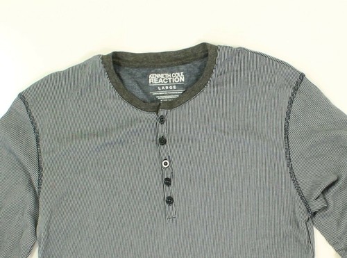 Kenneth Cole REACTION Herren blau klein blau gerippt Streifen Henley Nachthemd $ 39 - Bild 3 von 4