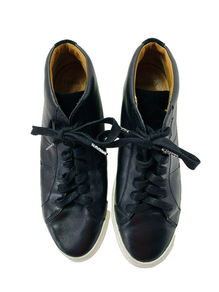 FRANKIE4 Nat Black Leather Ankle Black/White Soles Size 10
