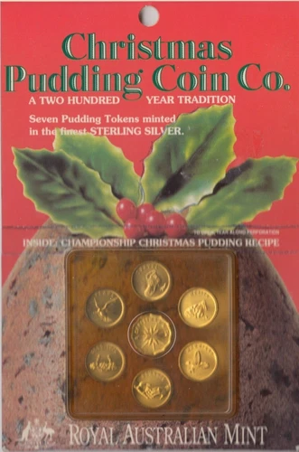 Coins Tokens 7 Sterling Mint silver Lucky Australia Christmas Pudding Pack - Picture 1 of 2