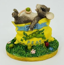 Silvestri Charming Tails One For Me Figurine Mouse on Bag of Pea Seeds