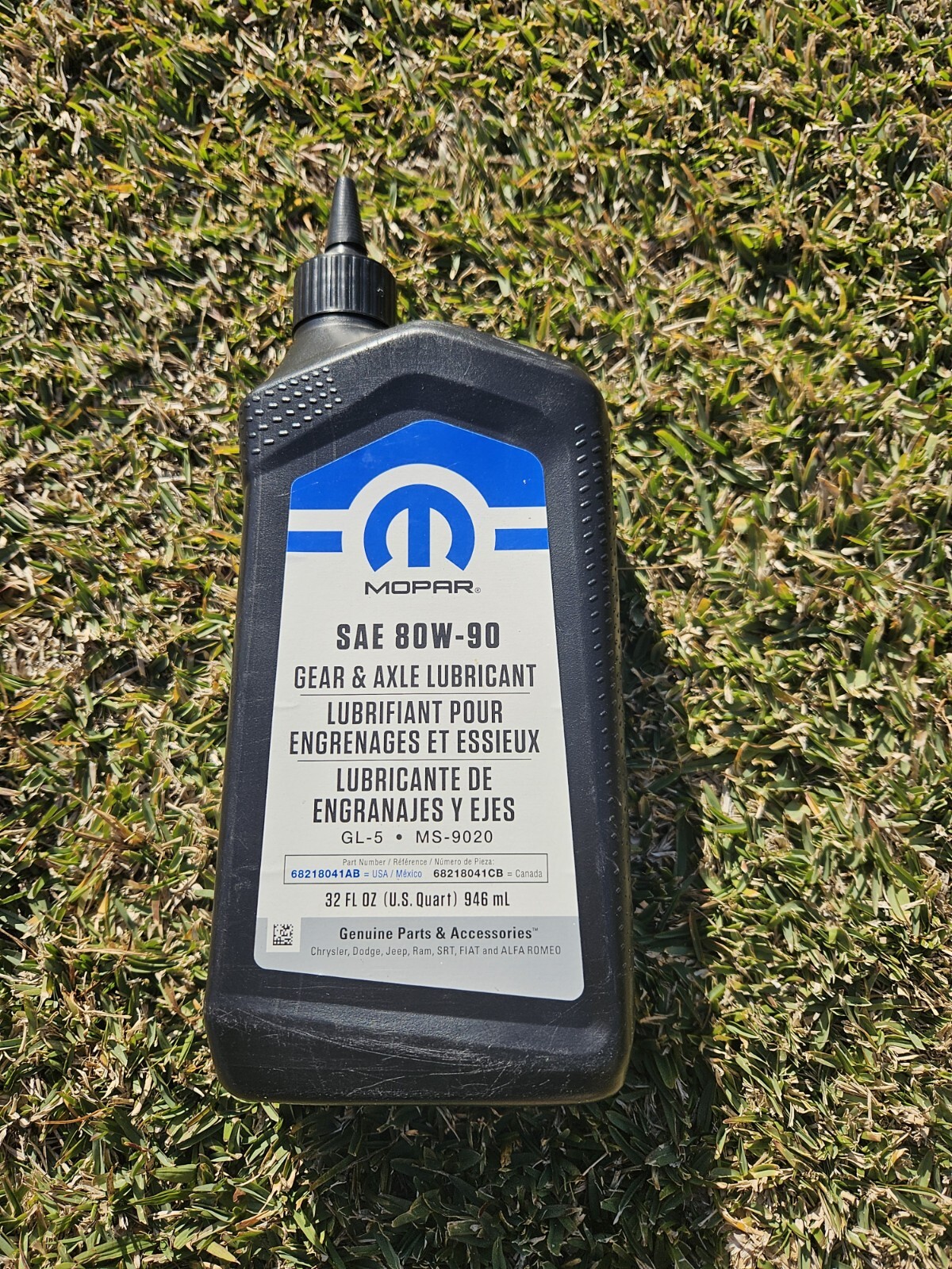 Gear and Axle Lubricant SAE 80w90 Mopar Parts Ms9020 Brand New SEALED