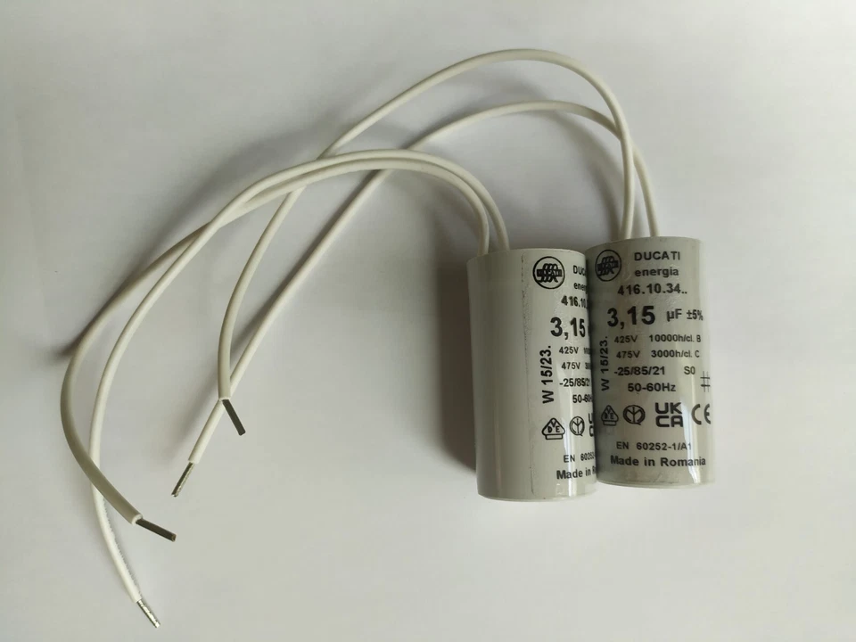 DUCATI ENERGIA Lot 2 Condensateurs 3,15uF 3,15µF pour moteur volet roulant avec fils