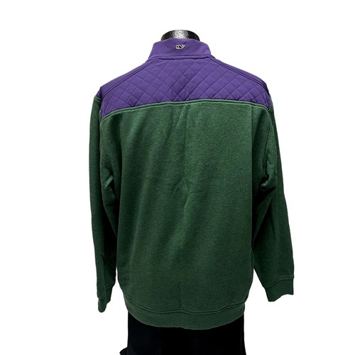 Vtg Y2K Vineyard Vines Men Green Purple 2 Tone Pullover FLEECE Jacket LOGO Shirt - Picture 4 of 8