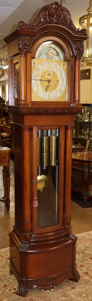 19th Century J.E Caldwell Victorian 9 Tube Mahogany Tall Case