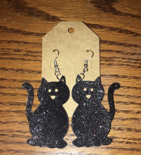 Vavhoo 2 Pairs Cute Black Cat & Bunny Earrings - Cup Cat Dangle Earrings, Animal Jewelry Gift For Women, Girls, Cat Lovers