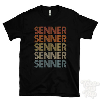 SENNER REPEATED RETRO STYLE T-SHIRT mens & womens novelty cool name gift