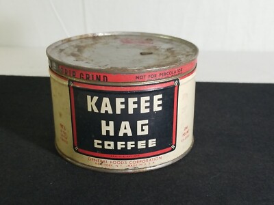 Vintage 1950s Kaffee Hag Coffee Tin 1 Pound New York USA Drip Grind lot L