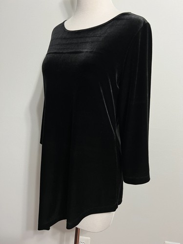 CHICO’S TRAVELERS Asymmetrical Tunic Top Blouse Black Velour Size 0 NWOT - Picture 5 of 17