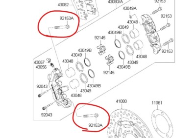 Kawasaki ZX636 Titanium front brake caliper bolt kit 03-06 Ti