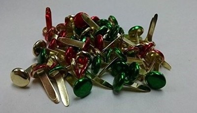 Scrapbooking - Large Round Brads - Metallic Christmas Colors 50pc