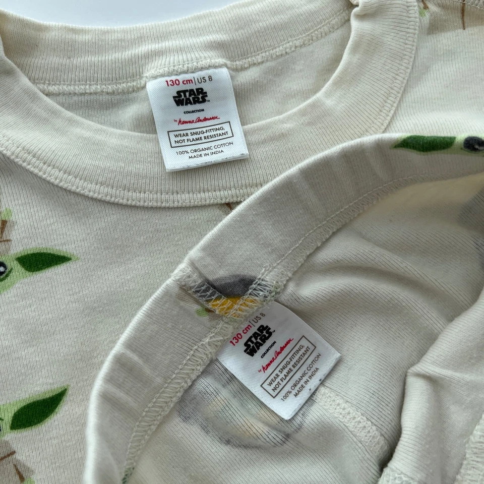 HANNA ANDERSSON Star Wars Mandalorian Grogu Long Johns Size 130 (US 8) - Image 2 of 4