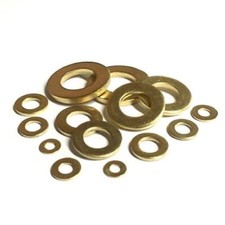 Image of 2mm 2.5mm 3mm 4mm 5mm 6mm 8mm 10mm 12mm 16mm 'Form A' FLAT WASHERS - BRASS