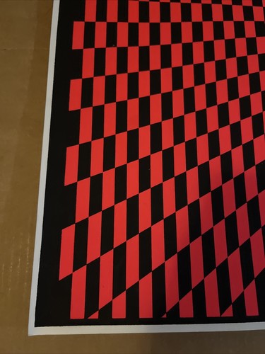 psychedelic checks blacklight poster trippy endless visual art trippy 1960s red - Picture 2 of 5