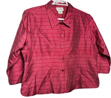 Field Manor Modern Classic Woman’s Size XL 100% Silk Button Up Shirt 