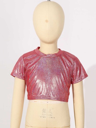 Unisex Kids T-shirt Short Sleeve Top Performance Dancewear Stage Streetwear - Picture 60 of 85