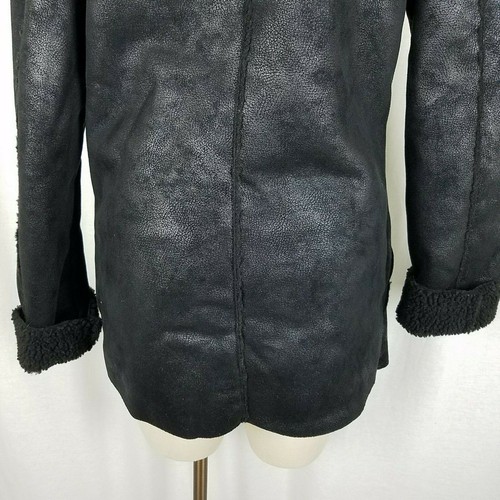 Unplugged Museum Brand Jacket Rancher Bomber Faux Shearling Womens S Black Coat - Picture 7 of 11