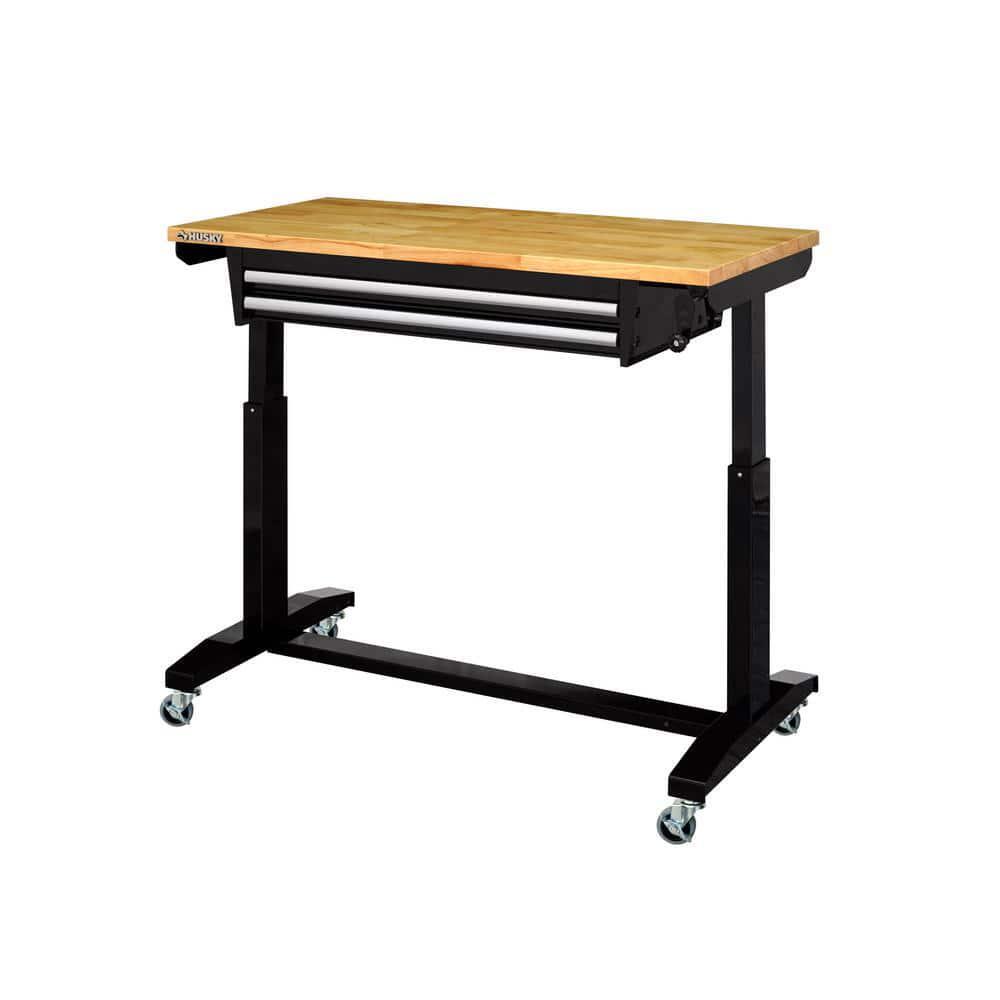 Husky 46in Adjustable Height Work Table with Two Drawers