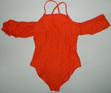 OLD NAVY women's Orange Ruffle Cold Shoulder Fully Lined One-Piece Swim Suit L