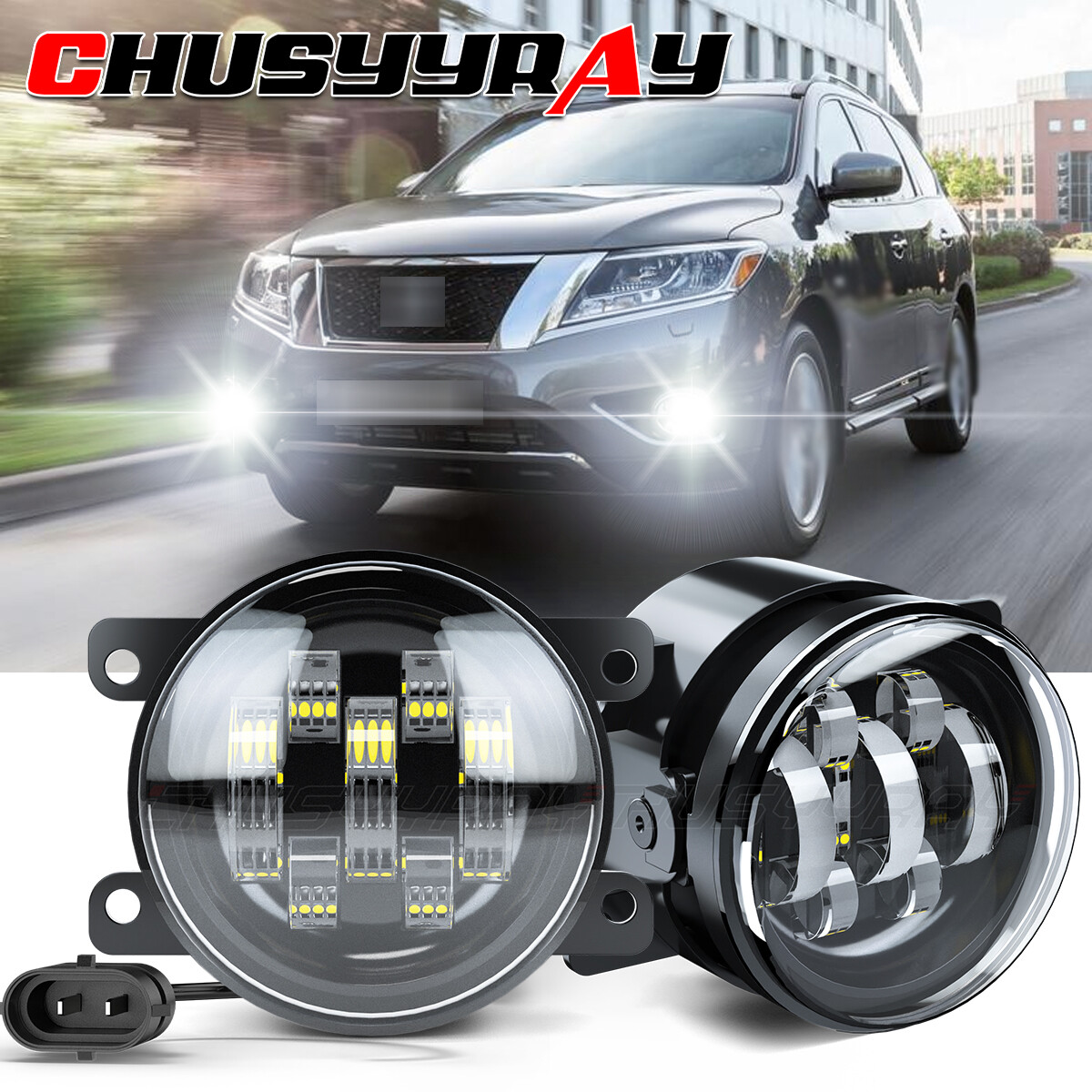 Upgraded Clear LED Fog Light Front Bumper for 2007-2013 Nissan Sentra