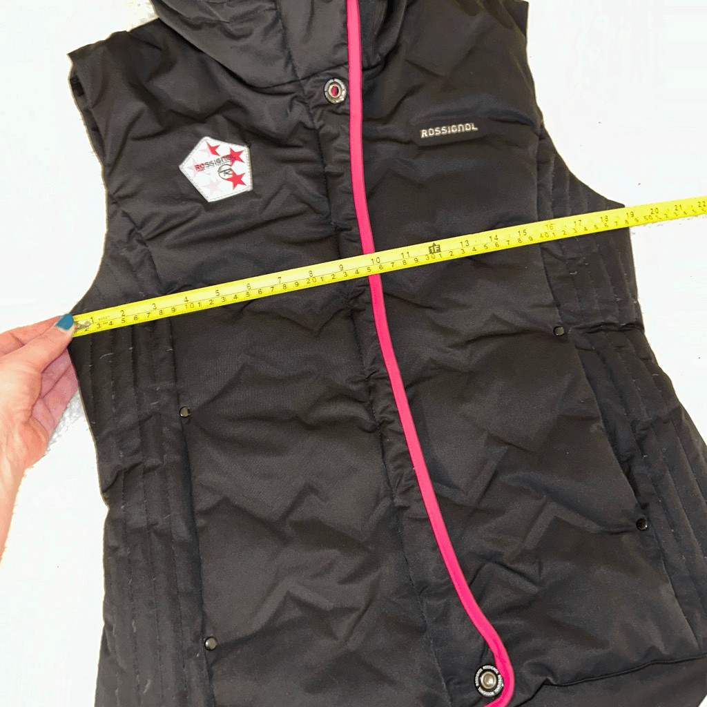 Rossignol Women’s Black Pink Down Filled Quilted Vest Size Medium EUC image 10