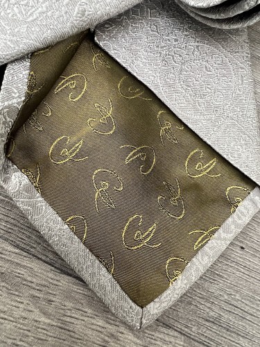 CHRISTIAN LACROIX Vintage Corbata Gris Plata 100% Seda Geo Patrón Hecho en Italia - Imagen 5 de 10