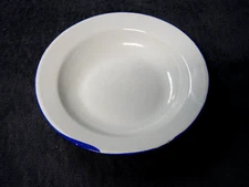 Enamel Dinner Plate 10” White W/ Blue Trim
