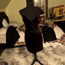 PEAR CULTURE Womens Burgundy Adjustable Straps Mini Dress 9/10, Cross Waist.