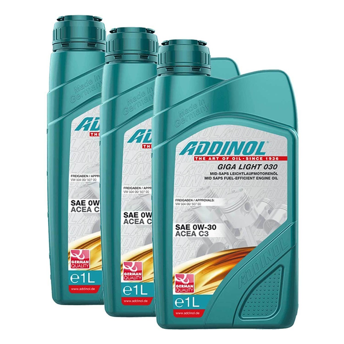HBA様 Motoröl Motor Öl ADDINOL 0W-30 GIGA LIGHT 030 3X 1 Liter für
