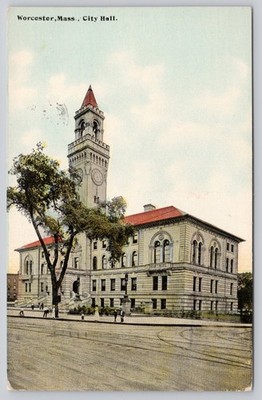 Worcester, MA City Hall 1910 Postcard Hugh C Leighton Co. Massachusetts