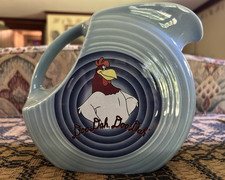Fiesta Looney Tunes 1 Qt Blue Ceramic Pitcher w/ Handle Glossy 1994