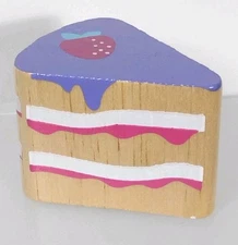 Disney Wooden Toys Minnie Mouse Tea Set Replacement Cake Slice Purple Icing Food