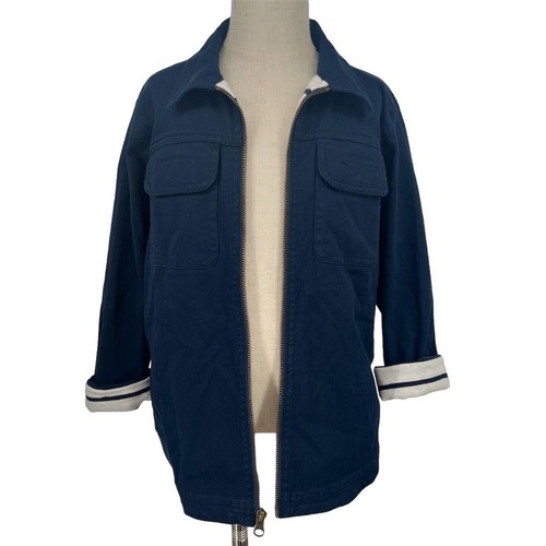 NWT Crew Cuts Boy's Navy Zip-Up Jacket Size 6-7 Elbow Patches Nautical Flip - Picture 8 of 12