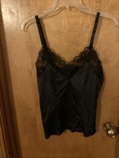 Vintage Black Lorraine Nylon And Lace Camisole Sz 36 Made In The USA