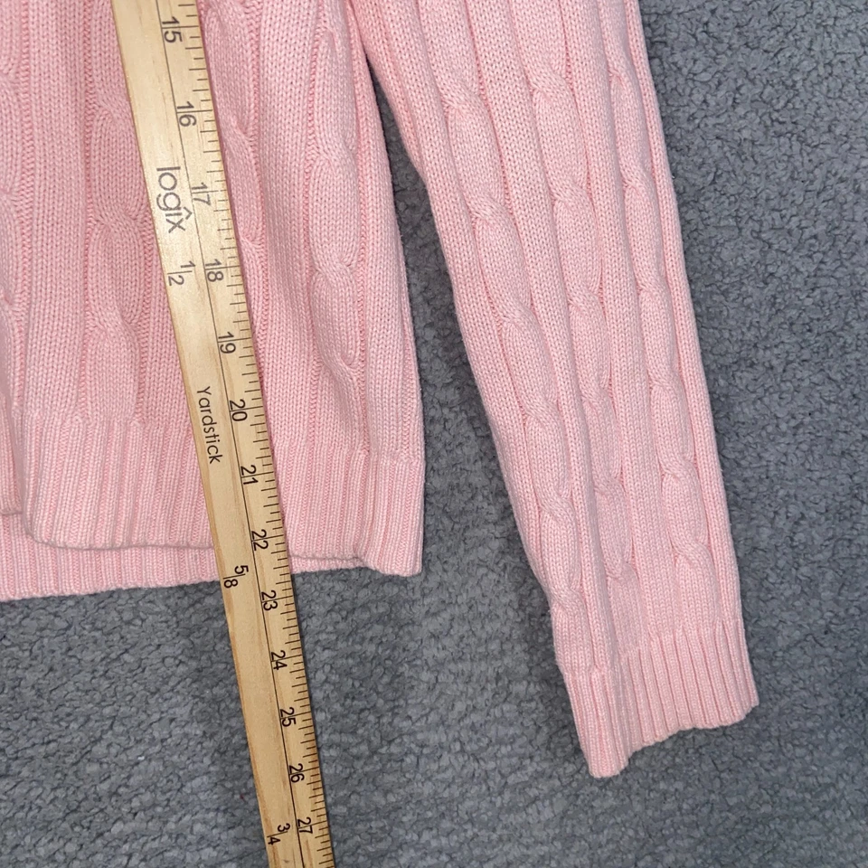 Suéter Chaps Mujer Grande Rosa Cuello en V Recortado Manga Larga Algodón Tejido Foto 4 de 4