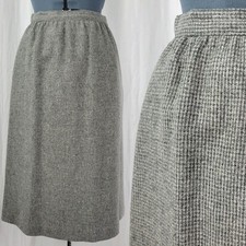 Vintage TWCC Grey Toned Herringbone Plaid Wool Skirt w Lining Size 12