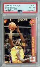 PSA 4 VG-EX Kobe Bryant 2000-05 Stadion #101 Rookie Card World Stars. rookie card picture