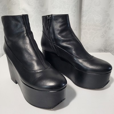 Jil Sander Navy Women's Exotic Rare Platform Ankle Dress Boots Sz 39/US 8.5 Blac