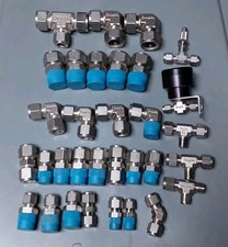 Swagelok  3/4" 1/2" 3/8" 1/4" 1/8" Fittings Valves  Lot Of 30+ New Stainless 