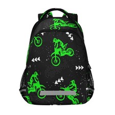 Green Motocross Sport Backpack for Girls Kids Boys School Bookbags, Student L...