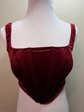NWT Forever 21 Red Corset Top Sm Basque Waist Velvet Whimsigoth Vamp Renaissance