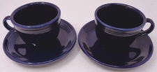 Lot of 2 Fiesta Fiestaware Cobalt Blue tea cups & saucers.  Retired: 1987 - 2021