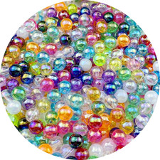 400 Pieces 8Mm Glossy Acrylic round Beads AB Color Spacer Bubble Bead Plastic Cr